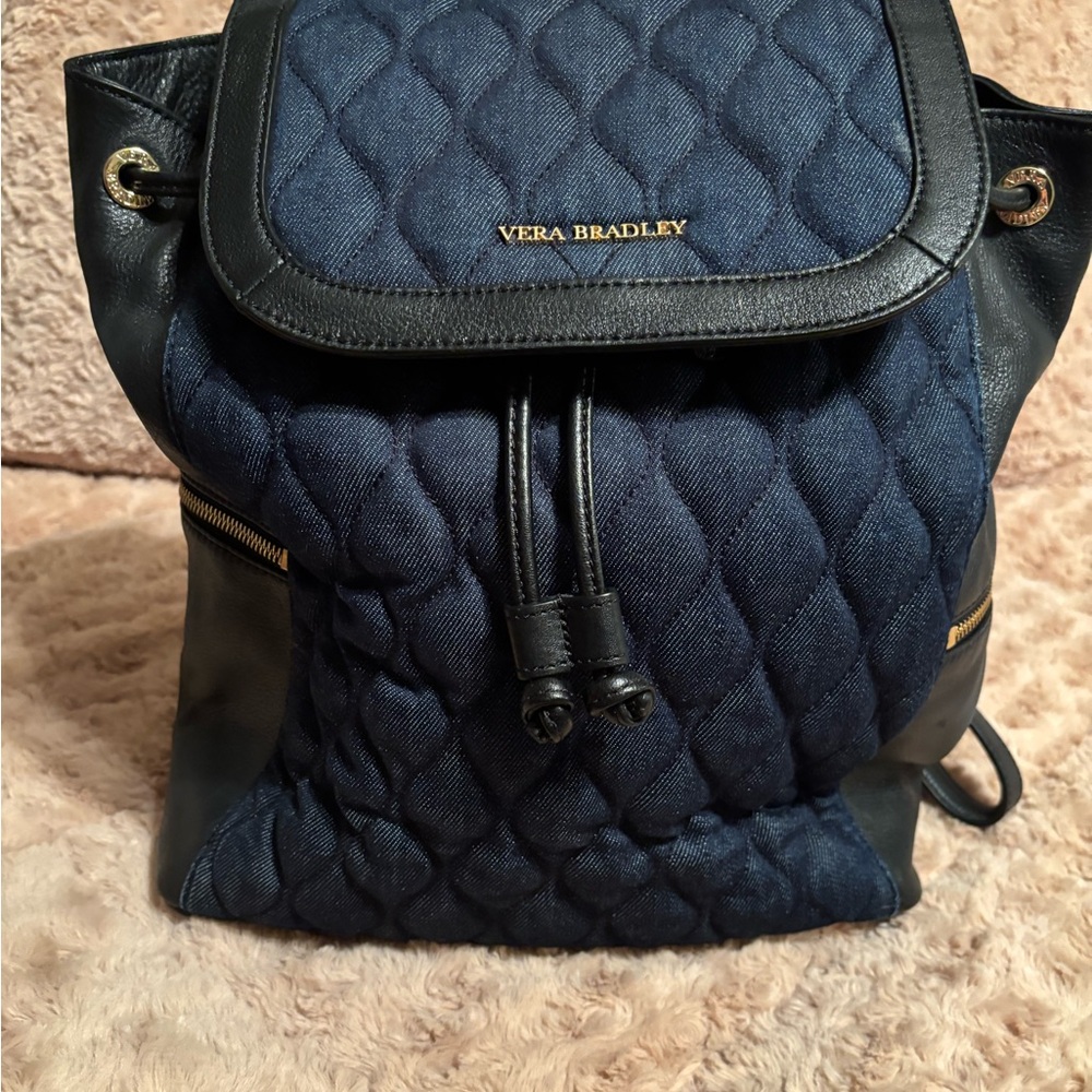 Vera Bradley Black and Navy Quilted Backpack
